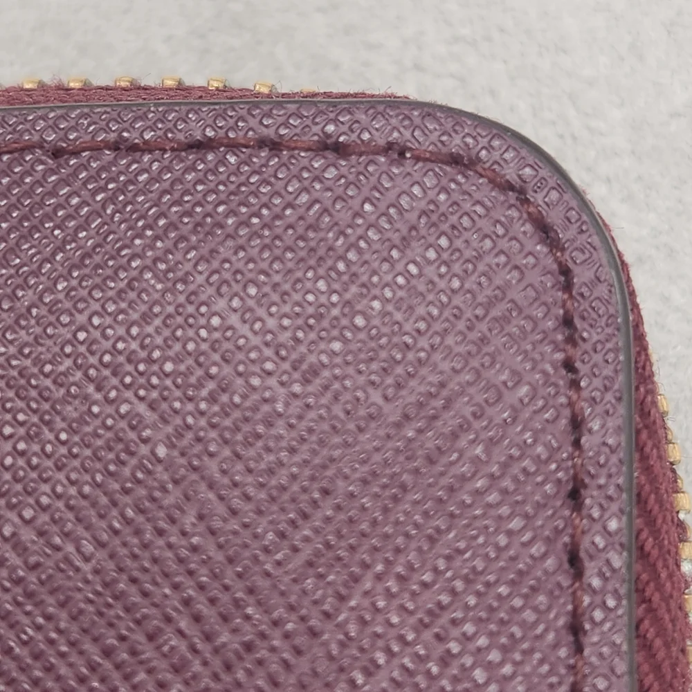 Kate Spade Zip Around Wallet Plum Purple Saffiano Leather Neda Laurel Way Logo